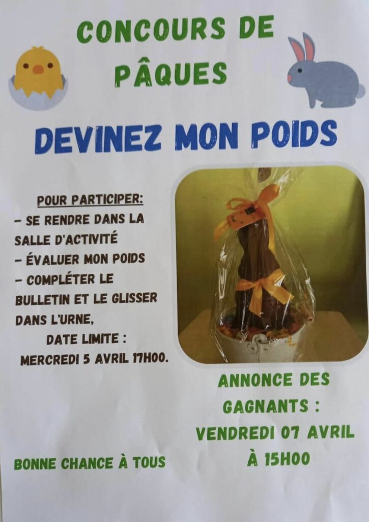 EHPAD Illats Les Graves - Affiche concours de Pâques